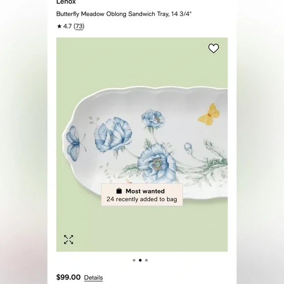 Lenox Butterfly Meadow Sandwich Tray - Picture 3 of 3